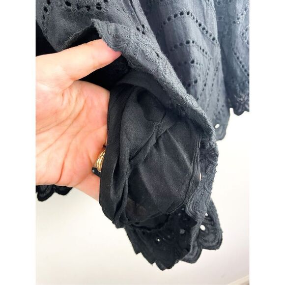 Allison New York Eyelet Spaghetti Strap Ruffle Romper Black - Picture 10 of 14